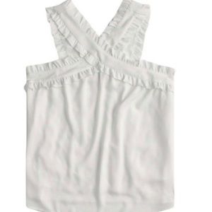 J. Crew White Ruffle Trim Tank Top